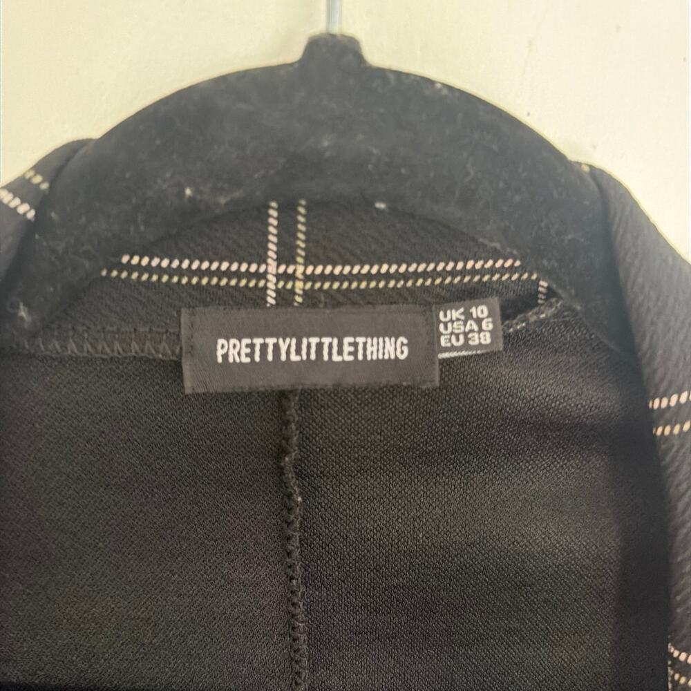 Pretty Little Thing Womens Black Tweed Check Blazer size US 6 - Picture 2 of 4